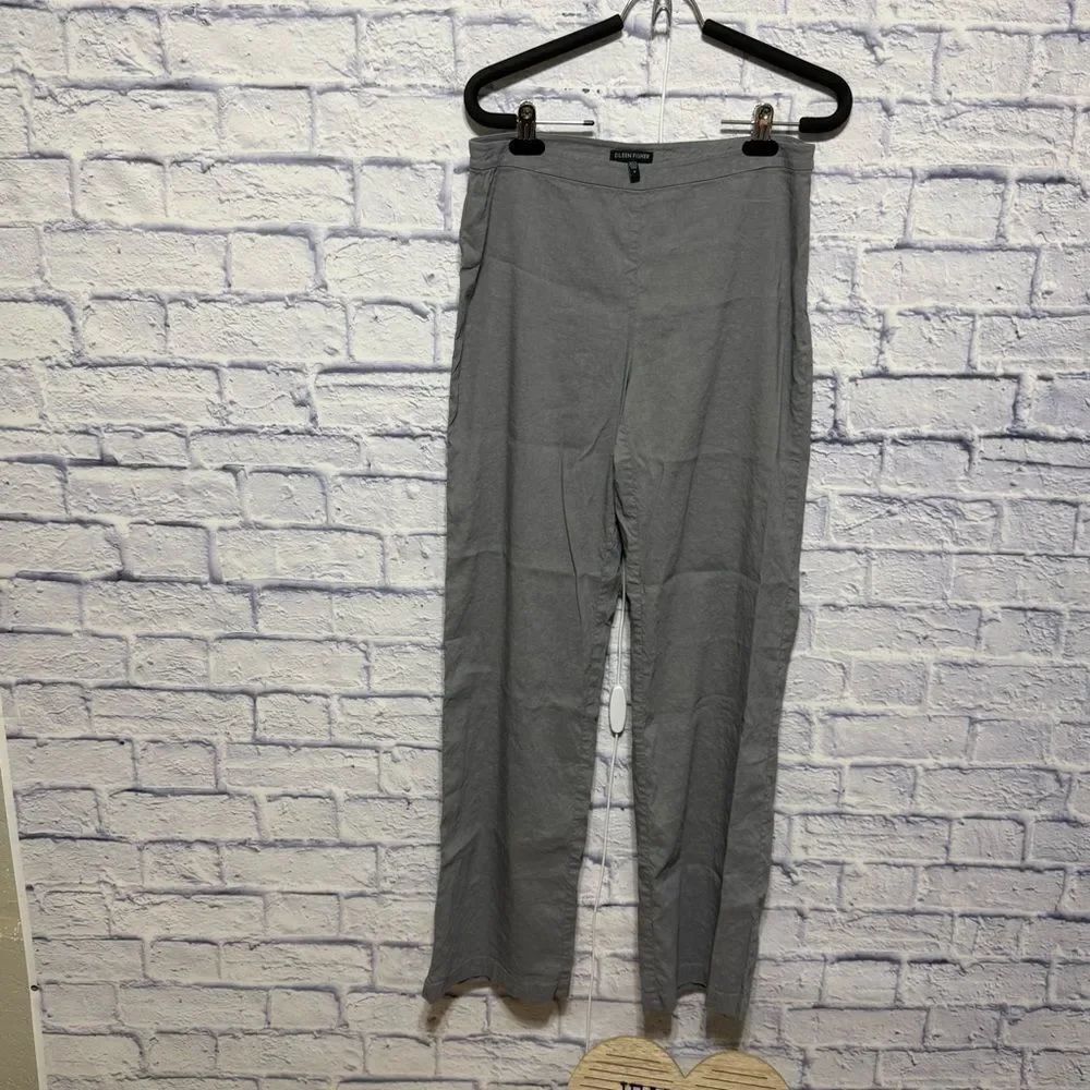 Eileen fisher gray pants linen blend